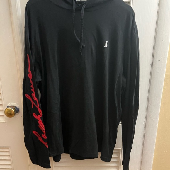 Ralph Lauren Black Hoodie with Red Sleeve Detail - Picture 1 of 6